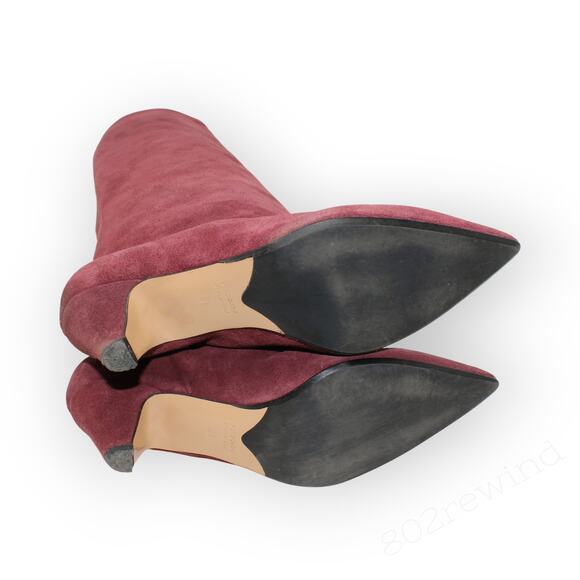 EU 38 ~ US 7.5/8 AnnaF Rosa Suede Sandy Boot KneeHigh 2.5" ConeHeel Italy Plum - Picture 9 of 16